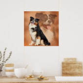 Zwarte tricolor Australian Shepherd - Aussie Poster (Keuken)