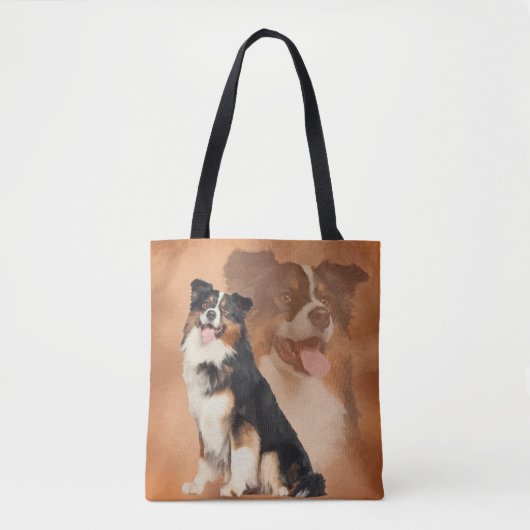 Zwarte tricolor Australian Shepherd - Aussie Tote Bag (Voorkant)