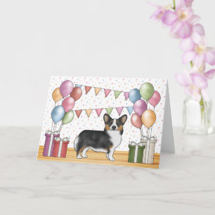 Zwarte Tricolor Pembroke Welsh Corgi Happy Birthda Kaart