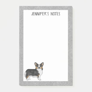 Zwarte Tricolor Pembroke Welsh Corgi Hond en tekst Post-it® Notes