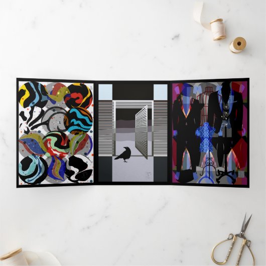 Zwarte Trifold Kaart (Binnen)