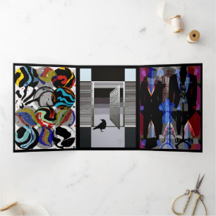 Zwarte Trifold Kaart