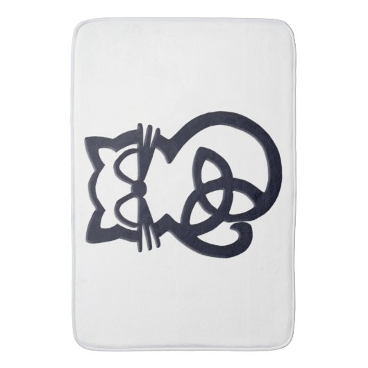 Zwarte Trinity knoop Keltische kat badmat (Voorkant Verticaal)