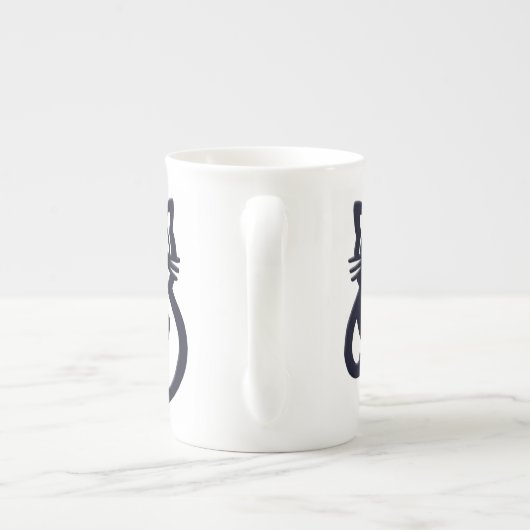 Zwarte Trinity Knot Keltische Kattenbot China Mok (Achterkant)