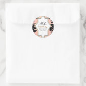 Zwarte tropische bladeren en koraalrif gouden brui ronde sticker (Tas)