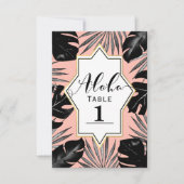 Zwarte tropische bladeren & Koraalgoud tafelnummer (Voorkant)