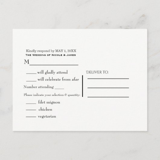 Zwarte tropische bladeren & koraalpeach Gold RSVP Uitnodiging Briefkaart (Achterkant)