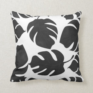 Zwarte tropische bladeren Summer Glam Botanical Kussen