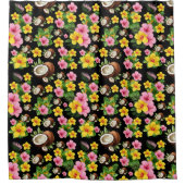 zwarte tropische bloem douchegordijn (Voorkant)