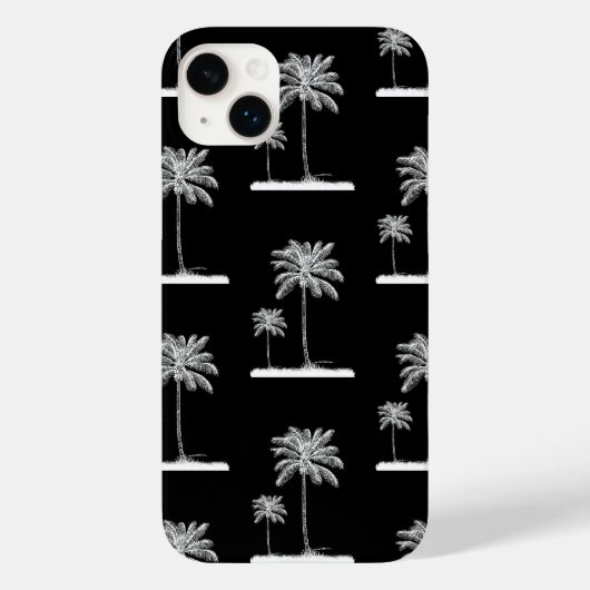 Zwarte tropische moderne palmkabeltas Case-Mate iPhone case (Achterkant)