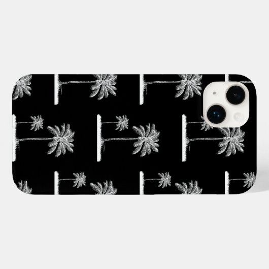 Zwarte tropische moderne palmkabeltas Case-Mate iPhone case (Achterkant (horizontaal))