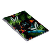 Zwarte tropische oerwoud groene foliumnaam notitieboek (Rechterzijde)