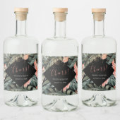 Zwarte Tropische palmbruiloft Liquor Fles Label Likeurfles Etiket (Flessen)