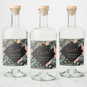 Zwarte Tropische palmbruiloft Liquor Fles Label Likeurfles Etiket