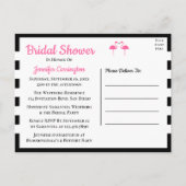 Zwarte Tropische Strand Roze Flamingo Bruidsfeest  Uitnodiging Briefkaart (Achterkant)