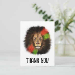 zwarte trots leeuw rood groen eenheid jungle kat k bedankkaart