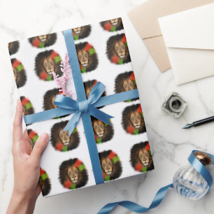 zwarte trots leeuw rood groen eenheid jungle kat k cadeaupapier