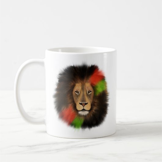zwarte trots leeuw rood groen eenheid jungle kat k koffiemok (Links)