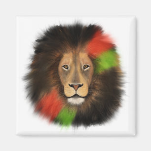 zwarte trots leeuw rood groen eenheid jungle kat k magneet