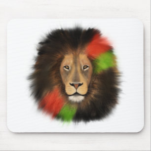 zwarte trots leeuw rood groen eenheid jungle kat k muismat