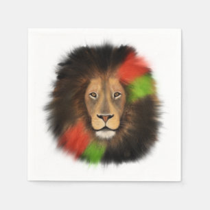 zwarte trots leeuw rood groen eenheid jungle kat k servet