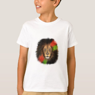 zwarte trots leeuw rood groen eenheid jungle kat k t-shirt