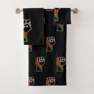 zwarte trots rode groene vuist pan Afrikaanse vlag Bad Handdoek