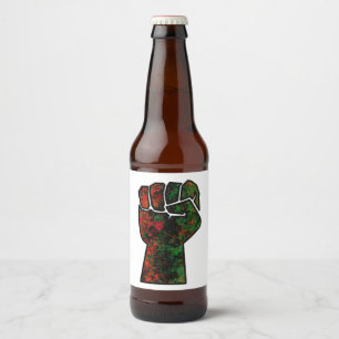 zwarte trots rode groene vuist pan Afrikaanse vlag Bier Etiket
