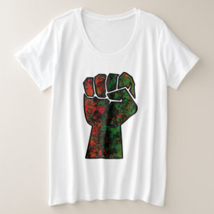 zwarte trots rode groene vuist pan Afrikaanse vlag Grote Maat T-shirt