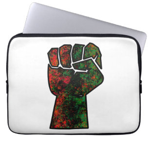 zwarte trots rode groene vuist pan Afrikaanse vlag Laptop Sleeve
