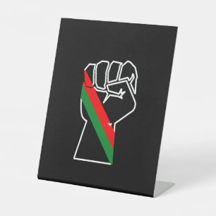 zwarte trots rode groene vuist pan Afrikaanse vlag Reclamebord Met Voetstuk