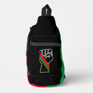 zwarte trots rode groene vuist pan Afrikaanse vlag Sling Bag