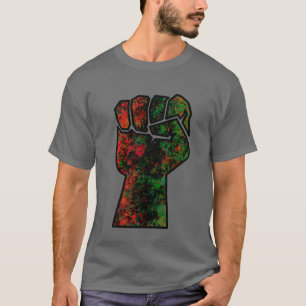 zwarte trots rode groene vuist pan Afrikaanse vlag T-shirt
