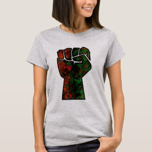 zwarte trots rode groene vuist pan Afrikaanse vlag T-shirt