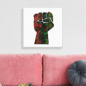 zwarte trots rood groen vuist pan Afrikaanse vlag  Canvas Afdruk (Insitu (Woonkamer))