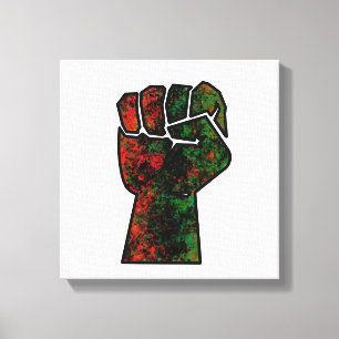 zwarte trots rood groen vuist pan Afrikaanse vlag  Canvas Afdruk