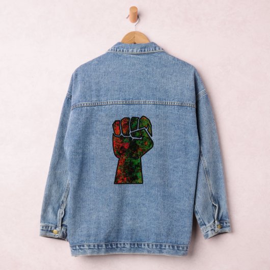 zwarte trots rood groen vuist pan Afrikaanse vlag  Denim Jacket (Hangar)