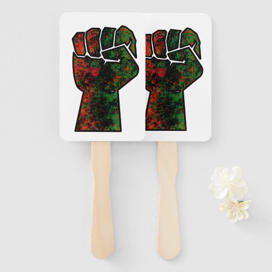 zwarte trots rood groen vuist pan Afrikaanse vlag  Handwaaier (Voorkant en achterkant)