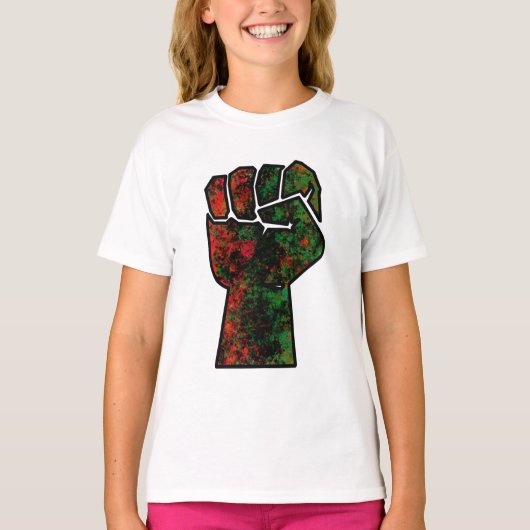 zwarte trots rood groen vuist pan Afrikaanse vlag T-shirt (Voorkant)