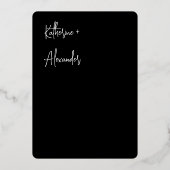 Zwarte trouw bloemige lelie uitnodiging klassieker (Achterkant)