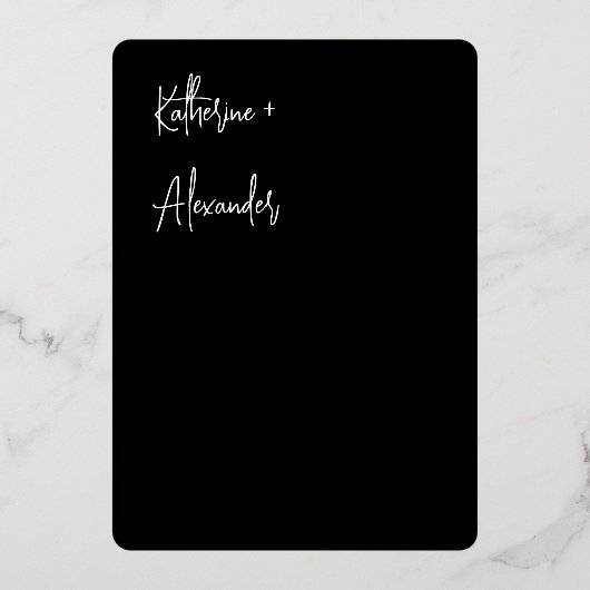 Zwarte trouw bloemige lelie uitnodiging klassieker (Achterkant)