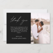 Zwarte Trouw Dank Je Foto Eenvoudig Elegant Bedankkaart (Voorkant)