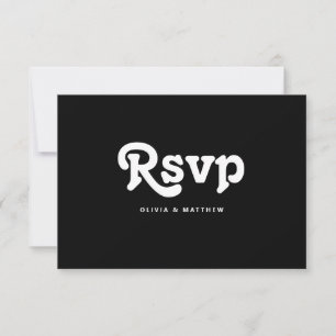 Zwarte Trouw Minimalistische Huwelijk Moderne Ty RSVP Kaartje