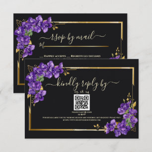 Zwarte Trouw-RSvp Viooltjes Gouden Lijst RSVP Kaartje