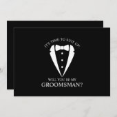 Zwarte Trouw Tuxedo Pak Bruidsjonker Voorstel Kaart (Voorkant / Achterkant)