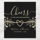 Zwarte Trouwdag Wijnfles Label Wijn Etiket (Enkel label)