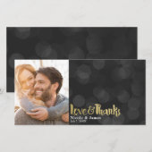 Zwarte Trouwfoto met Goud - Liefde & Dank - Dank J Bedankkaart (Voorkant / Achterkant)