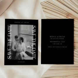 Zwarte Trouwfoto met Modern Zwart Lettertype Save The Date