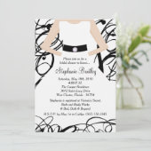 Zwarte Trouwjurk Bruids Douche Uitnodiging (Staand voorkant)