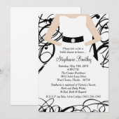 Zwarte Trouwjurk Bruids Douche Uitnodiging (Voorkant / Achterkant)